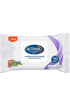Activex Antibakteriyel Islak Mendil Hassas 50'li 3 Adet