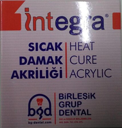İntegra Sıcak Damak Akriliği Diş Hekimliği Fakültesi Öğrencileri İçin  80 gr Akrilik + 50 ml Likit