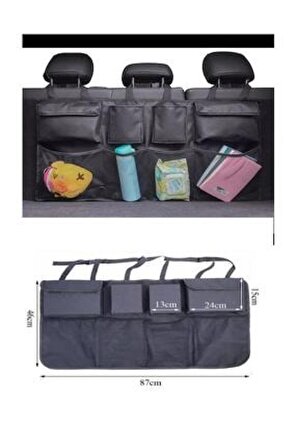 Araç içi Bagaj Eşya Düzenleyici Oto Bagaj Organizer Çanta Eşya Çantası 8 Cepli Fileli Çanta
