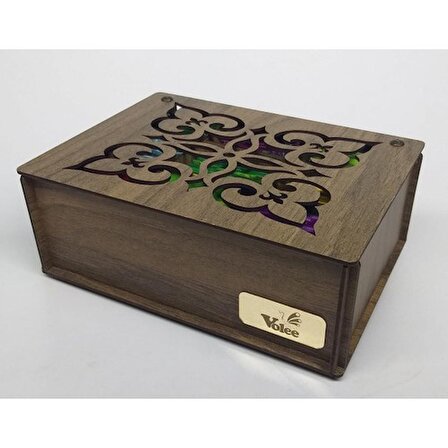 Ahşap Gediz Renk Çay Kutu 9 Bölmeli Kapaklı Bitki Çay Saklama Kabı Tea Box (Çaylar Dahil)
