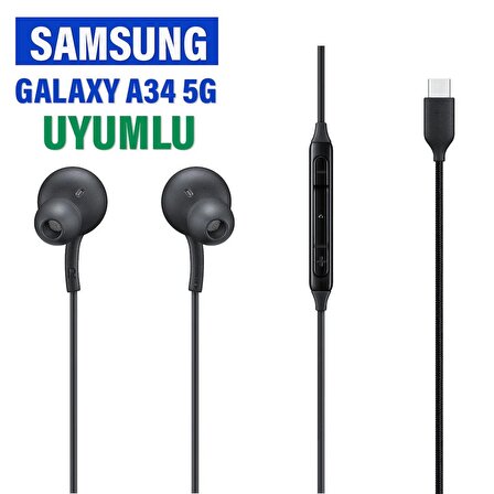 Samsung A34 5G Kulaklık Samsung Galaxy A34 Uyumlu Type C Kulaklık Mikrofonlu