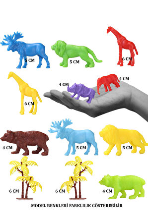 Toy Play 24 Parça Renkli Mini Vahşi Hayvanlar Oyuncak Figür Seti 4-6 cm SKU669 