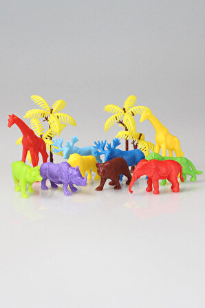 Toy Play 24 Parça Renkli Mini Vahşi Hayvanlar Oyuncak Figür Seti 4-6 cm SKU669 
