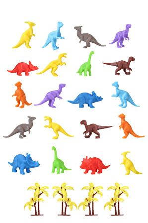 Toy Play 24 Parça Renkli Mini Dinozor Figür Seti 4-6 cm SKU683 