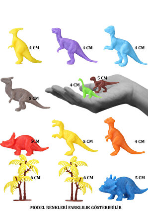 Toy Play 24 Parça Renkli Mini Dinozor Figür Seti 4-6 cm SKU683 