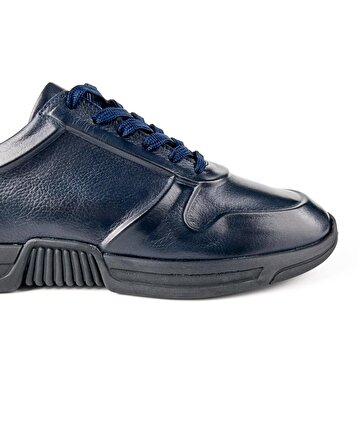 Vstrom Lacivert Hakiki Deri Erkek Spor (Sneaker) Ayakkabı Numara 44