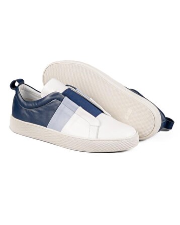 Varadero Lacivert-beyaz-mavi Hakiki Deri Beyaz Taban Erkek Spor (Sneaker) Ayakkabı Numara 43