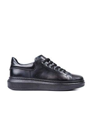 Strada Siyah Deri-Siyah Taban Hakiki Deri Erkek Spor (Sneaker) Ayakkabı