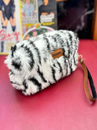 Zebra Teddy Peluş Makyaj ve Gözlük Çantası
