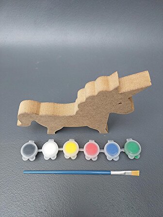  Çocuklar için ahşap boyama seti. 15 cm Boynuzlu At Okul kreş etkinlik çocuk eğitimi