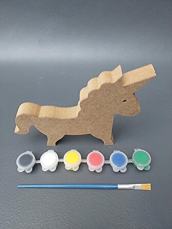  Çocuklar için ahşap boyama seti. 15 cm Boynuzlu At Okul kreş etkinlik çocuk eğitimi