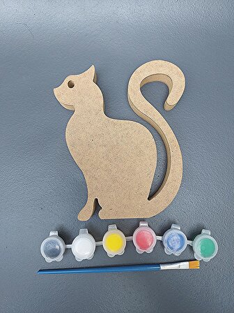  Çocuklar için ahşap boyama seti. 15 cm Kedi Okul kreş etkinlik çocuk eğitimi
