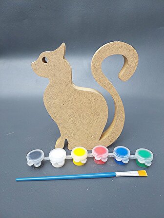  Çocuklar için ahşap boyama seti. 15 cm Kedi Okul kreş etkinlik çocuk eğitimi
