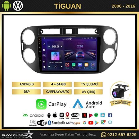 Volkswagen Tiguan 4GB + 64GB Android 13 Kablosuz Carplay 2006-2016 Navigasyon Multimedya Sistemi 