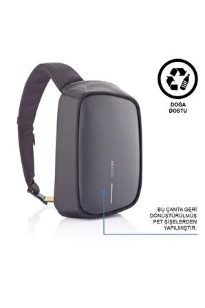 XD Design Bobby Sling Hırsızlık Önleyici Suya Dayanıklı Usb Şarj Girişli Çapraz Omuz Çantası Siyah