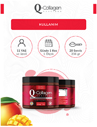Öykü Q-COLLAGEN / Collagen / Kolajen / Tip 1-2-3 Vitamin C (238gr Toz) 1 Kutu