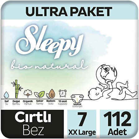 Sleepy Bio Natural U Ltra Paket Bebek Bezi 7 Numara Xxlarge 112'li