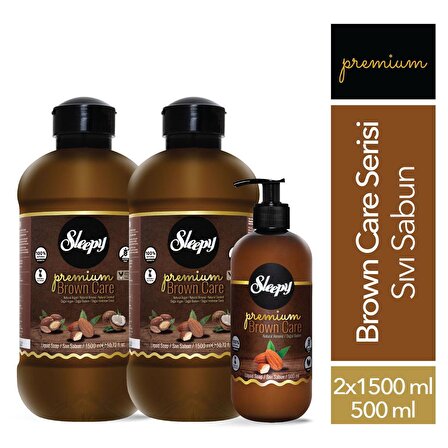 Sleepy Premium Brown Care Serisi Sıvı Sabun 500 ml + 2x1500 ml