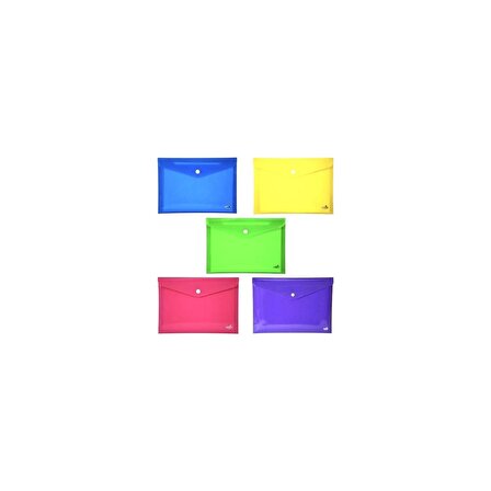 Umix Çıtçıtlı Zarf Dosya A4 5'li Neon Renkler - 300 Mikron Kalınlık