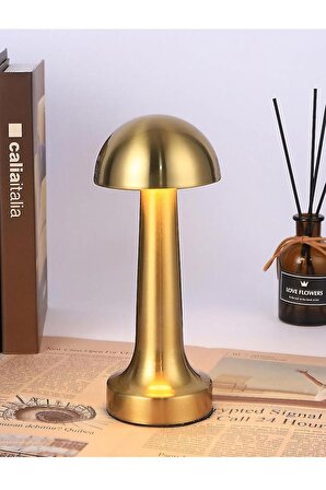 Şarjlı Masa Lambası Dimmerli Dekoratif Abajur Cata Lizbon Gold Dokunmatik Sunum Lambası 3 Renk Modu