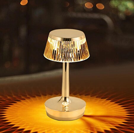 Şarjlı Masa Lambası Dimmerli Dekoratif Abajur Cata Rio Dokunmatik Sunum Lambası 3 Renk Işık Modu