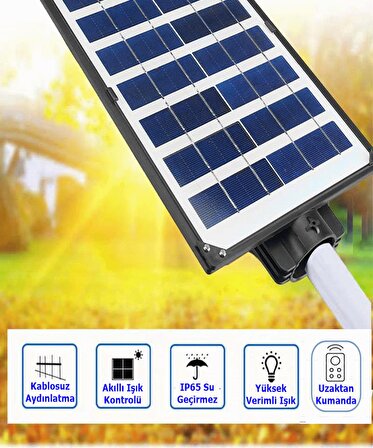 150W Güneş Enerjili Sokak Lambası Bahçe Aydınlatması Kumandalı Sensörlü HeroLed Solar Sokak Armatürü