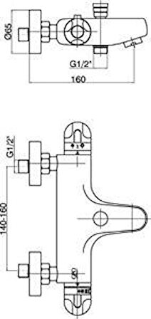 GPD Termostatik Banyo Bataryası TBB01 Ve Robot Duş Seti DST19-2