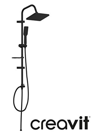 Creavit SH630 Siyah Yağmurlama Robot Tepe Duş Başlığı Seti Duş Takımı