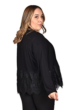Ultimod Siyah Dantelli İkili Takım Büyük Beden Kadın Bluz ULT3386