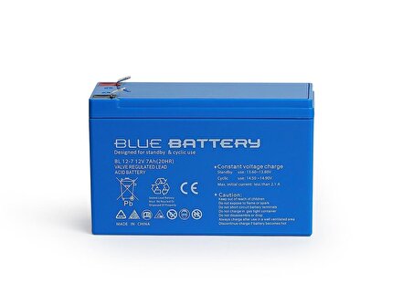 Blue Battery 12 Volt 7 Amper Bakımsız Kuru Akü , Ups Aküsü
