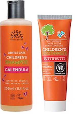 Urtekram Calendula Çocuk Şampuanı 250 ml + Çocuk Diş Macunu Tutti Frutti 75 ml