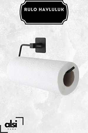 Yapışkanlı 4 lü Siyah Uzun Havluluk Rulo Havluluk Wc Tuvalet Kağıtlık Yuvarlak Havluluk Set