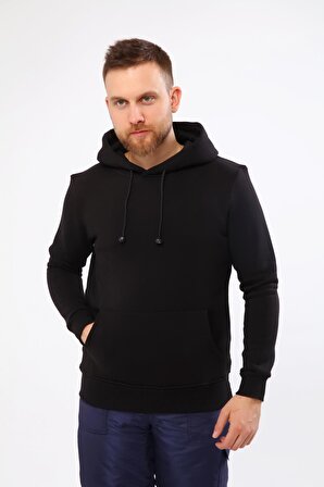 Kapüşonlu Siyah Unisex Sweatshirt