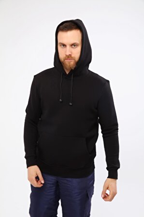 Kapüşonlu Siyah Unisex Sweatshirt