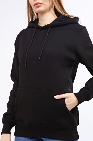 Kapüşonlu Siyah Unisex Sweatshirt