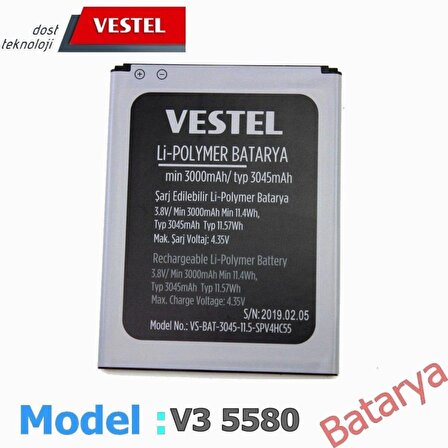 Vestel V3 5580 Batarya Vestel Venüs 5580 Uyumlu Batarya