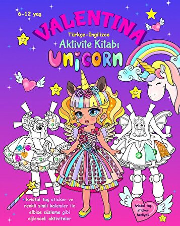 Valentina Unicorn Aktivite Kitabı - Boyama - Giydirme - Çocuklar için - Eğlence
