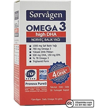 Sorvagen Omega 3 High Dha 1000 Mg Balık Yağı 50 Kapsül