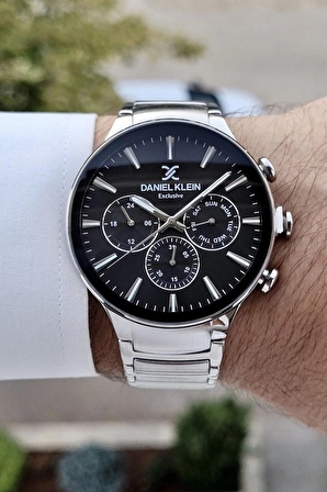 Daniel Klein DKISTE1236 Kadranı Siyah Kordonu Gümüş Renk İç Göstergeleri Aktif Hediye Paketli Erkek Kol Saati