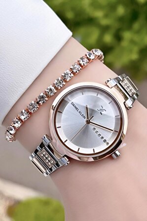 Daniel Klein DKISTE157 Premium Rose Gümüş Renk Kadın Kol Saati Ve Bileklik