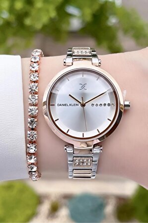Daniel Klein DKISTE157 Premium Rose Gümüş Renk Kadın Kol Saati Ve Bileklik