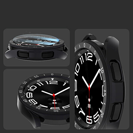 Vendas Samsung Galaxy Watch 6 Classic 47mm Uyumlu Gard-29 Sert PC Kasa ve Ekran Koruyucu