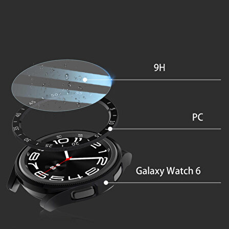 Vendas Samsung Galaxy Watch 6 Classic 47mm Uyumlu Gard-29 Sert PC Kasa ve Ekran Koruyucu