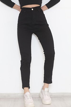 Yüksek Bel Süper Likra Toparlayıcı Özellikli Kot Pantolon Siyah Skinny Dar Paça Jean - 11918