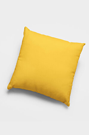 Sarı Düz Tek Renk Çift Taraflı Yastık Kırlent Kılıfı KRL016