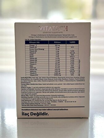 Vıtatech 3in1 Omega Multıvıtamın Multımıneral 30 Softgel