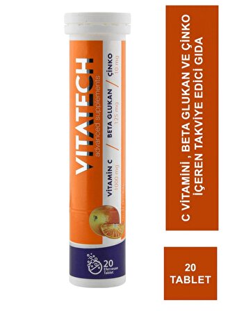 VITATECH Vitamin C + Beta Glukan + Çinko 20 Efervesan Tablet 3'LÜ SET