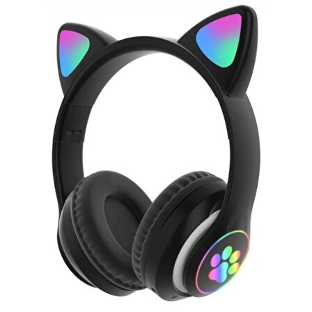 Concord Bluetooth Mikrofonlu Led Işıklı Hafıza Kartı Girişli Kedi Kulaklık