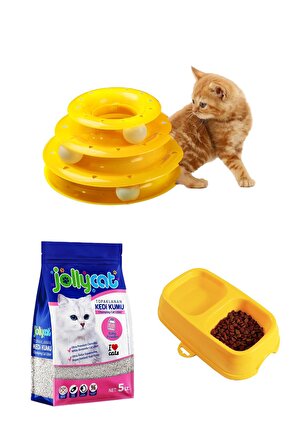 XXLKapalı tuvalet+ Taşıma Sepeti+Yatak+Tırmalma+Kum+3 katlı oyunck+Mama kabı hediye kedi seti-XXLKT4