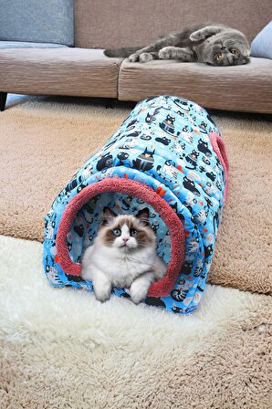 Uyku Tüneli Elyaf Dolgulu Kedi ve Köpek Tünel Yatağı